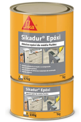 Sika - Adesivo estrutural - Sikadur Epóxi Cinza - Colagem de concreto - Pote de 1Kg